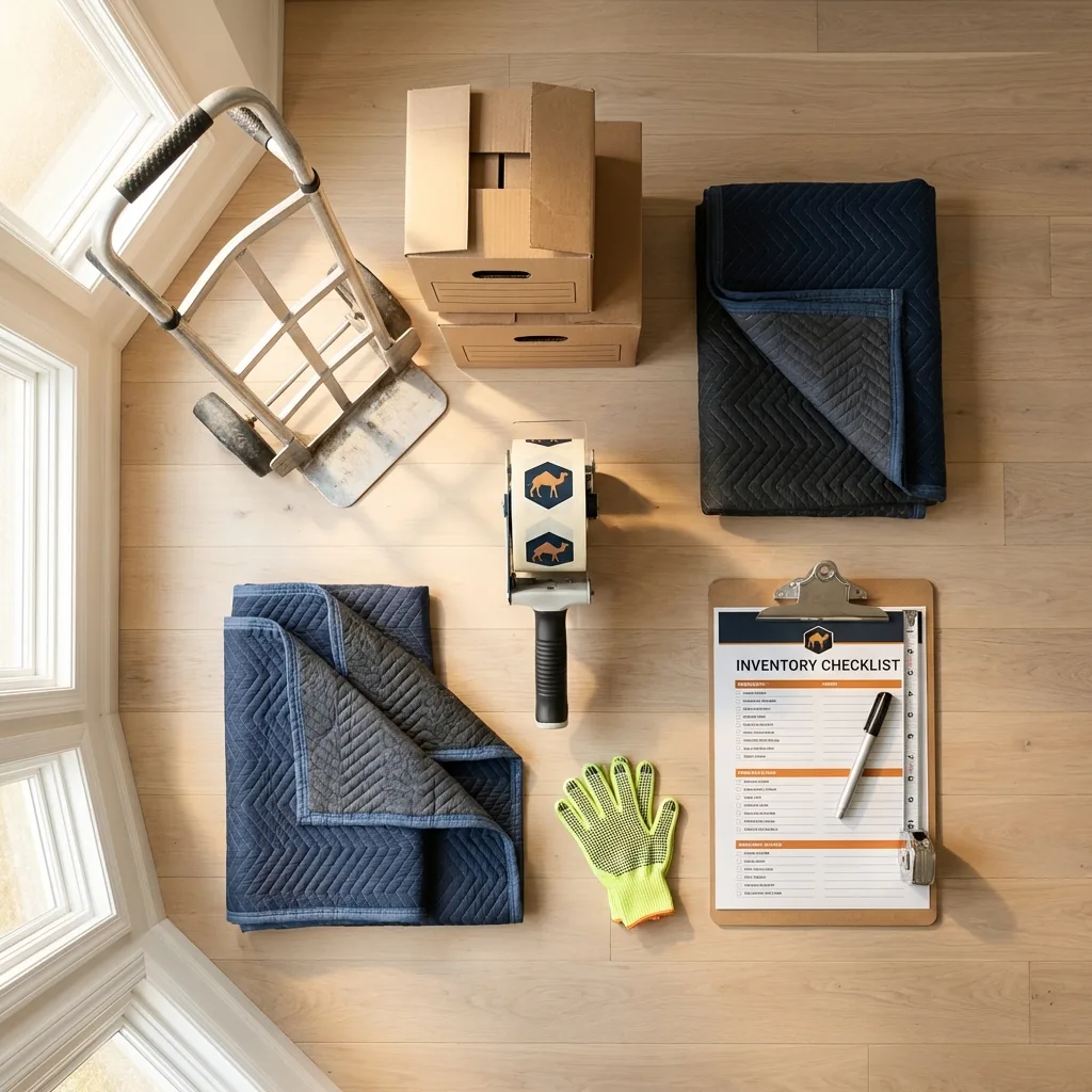 Professional moving supplies and packing materials layout for Vassalboro residential relocations